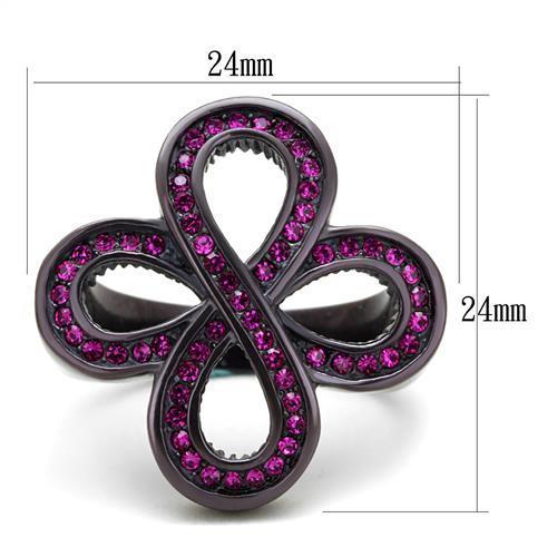 TK2763 - IP Dark Brown (IP coffee) Stainless Steel Ring with Top Grade Crystal  in Fuchsia