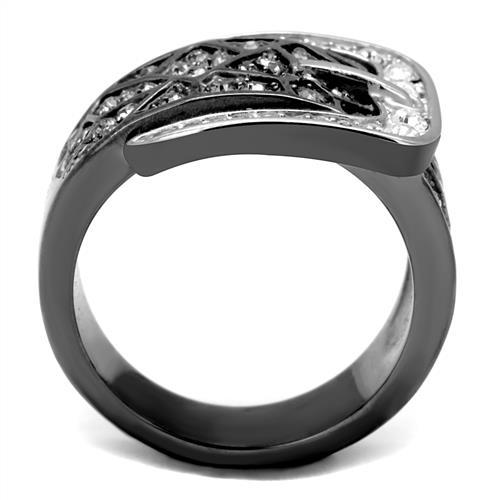 TK2769 - Two-Tone IP Black Stainless Steel Ring with Top Grade Crystal  in Black Diamond