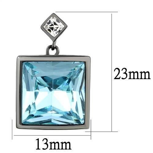 TK2788 - IP Light Black  (IP Gun) Stainless Steel Earrings with Top Grade Crystal  in Sea Blue