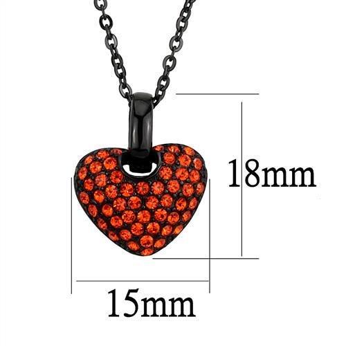 TK2791 - IP Black(Ion Plating) Stainless Steel Chain Pendant with Top Grade Crystal  in Orange