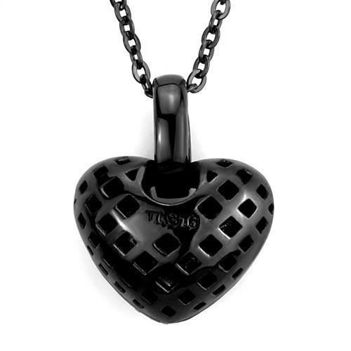 TK2791 - IP Black(Ion Plating) Stainless Steel Chain Pendant with Top Grade Crystal  in Orange