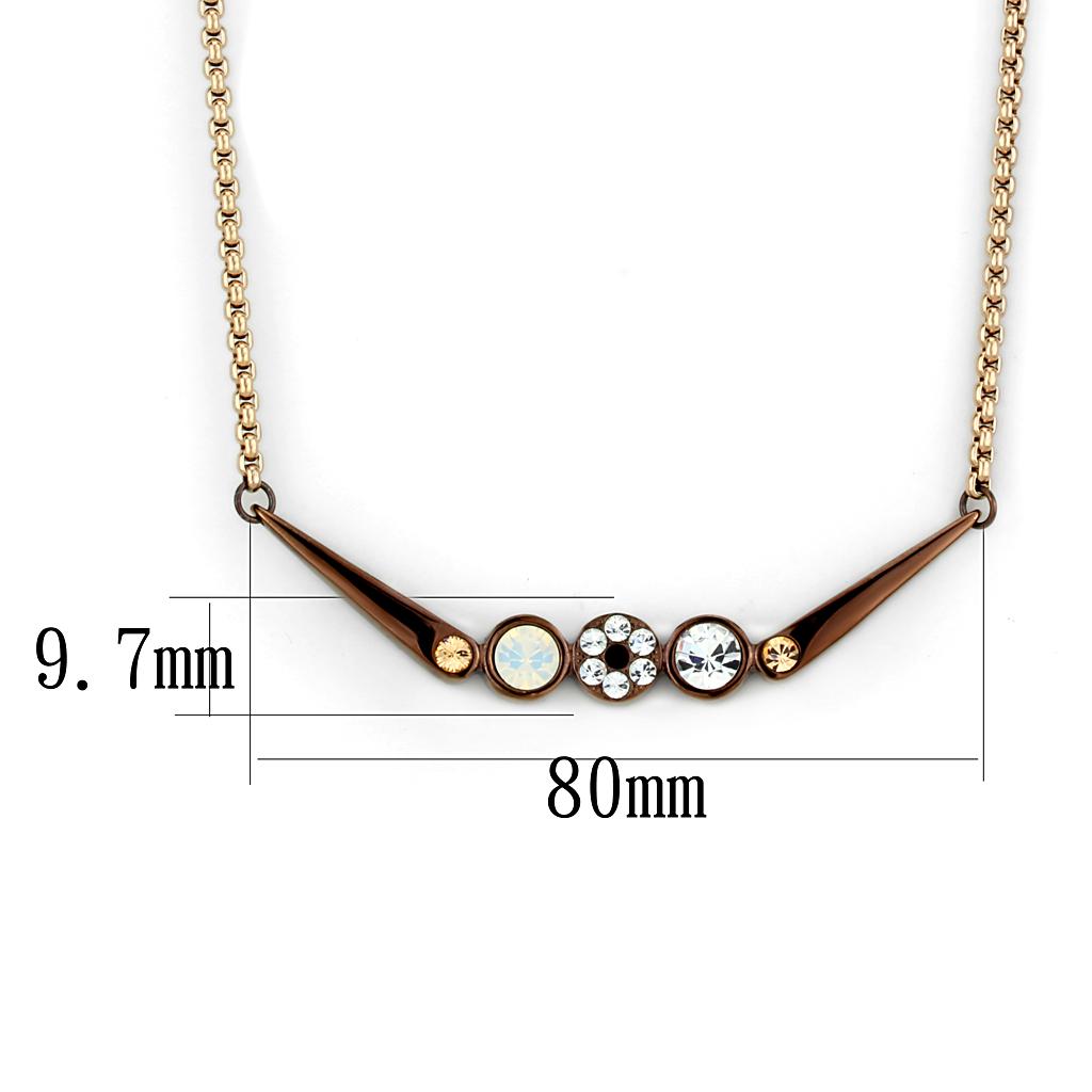 TK2823 - IP Rose Gold & IP light Coffee Stainless Steel Necklace with Top Grade Crystal  in Multi Color