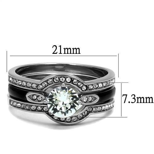 TK2843 - High polished (no plating) Stainless Steel Ring with Top Grade Crystal  in Clear