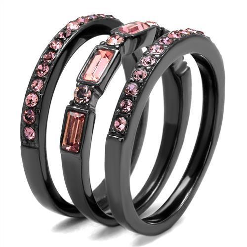 TK2844 - IP Light Black  (IP Gun) Stainless Steel Ring with Top Grade Crystal  in Multi Color