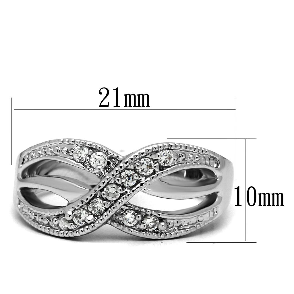 TK2873 - High polished (no plating) Stainless Steel Ring with AAA Grade CZ  in Clear