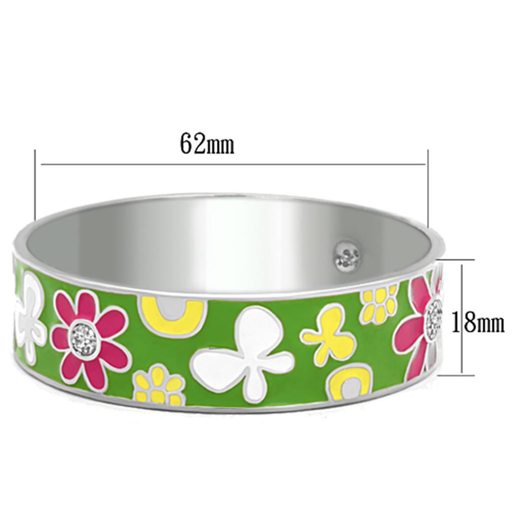 TK287 - High polished (no plating) Stainless Steel Bangle with Epoxy  in Multi Color