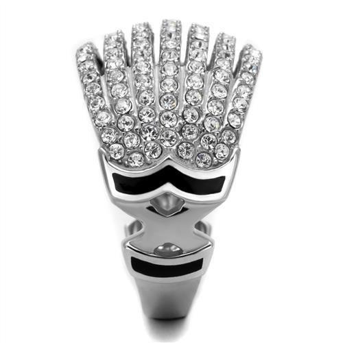 TK2901 - High polished (no plating) Stainless Steel Ring with Top Grade Crystal  in Clear