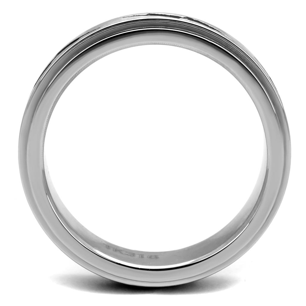 TK2926 - High polished (no plating) Stainless Steel Ring with Epoxy  in Jet