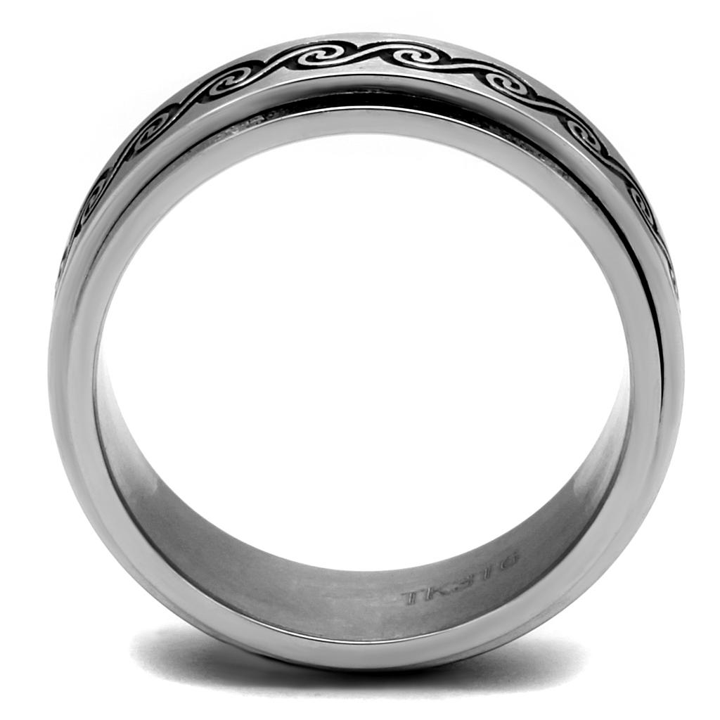 TK2930 - High polished (no plating) Stainless Steel Ring with Epoxy  in Jet