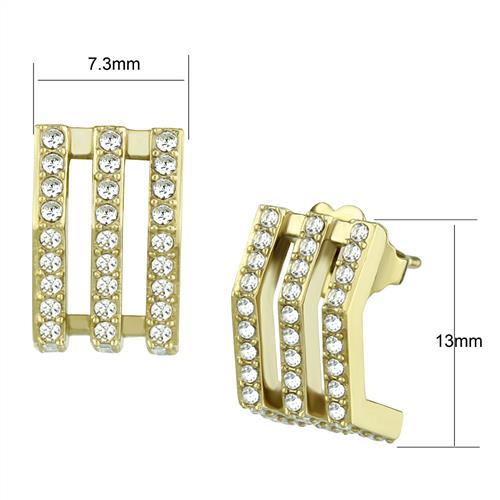 TK2950 - IP Gold(Ion Plating) Stainless Steel Earrings with Top Grade Crystal  in Clear