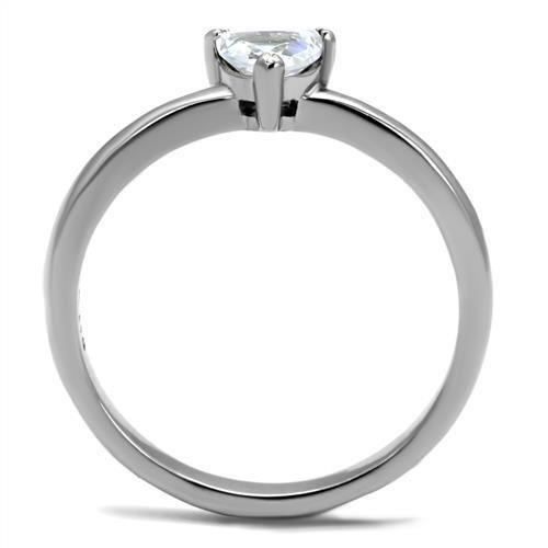 TK2978 High polished (no plating) Stainless Steel Ring with AAA Grade CZ in Clear