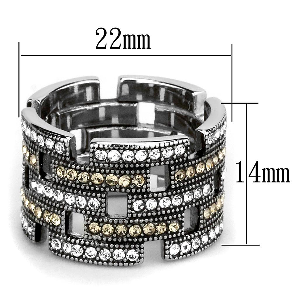 TK2987 - High polished (no plating) Stainless Steel Ring with Top Grade Crystal  in Multi Color