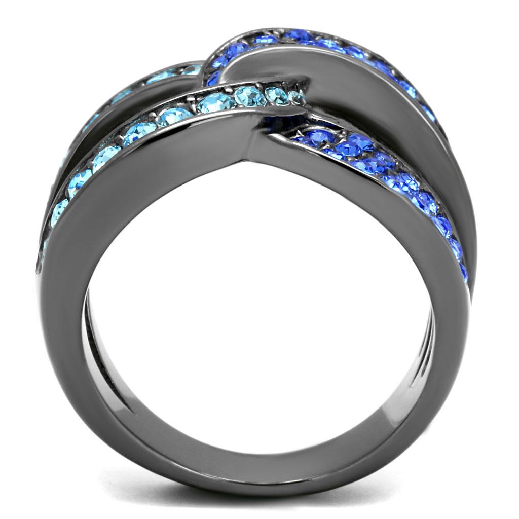 TK2994 - IP Light Black  (IP Gun) Stainless Steel Ring with Top Grade Crystal  in Multi Color