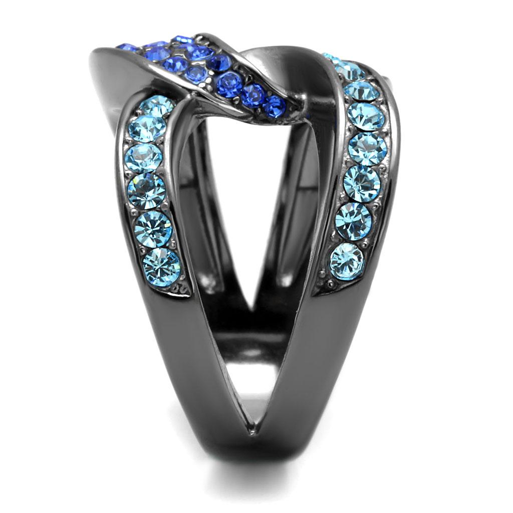 TK2994 - IP Light Black  (IP Gun) Stainless Steel Ring with Top Grade Crystal  in Multi Color