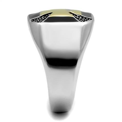 TK3019 - Two-Tone IP Gold (Ion Plating) Stainless Steel Ring with Epoxy  in Jet