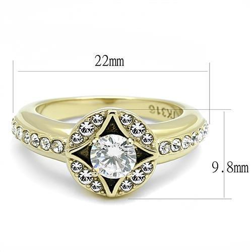 TK3034 - IP Gold(Ion Plating) Stainless Steel Ring with AAA Grade CZ  in Clear