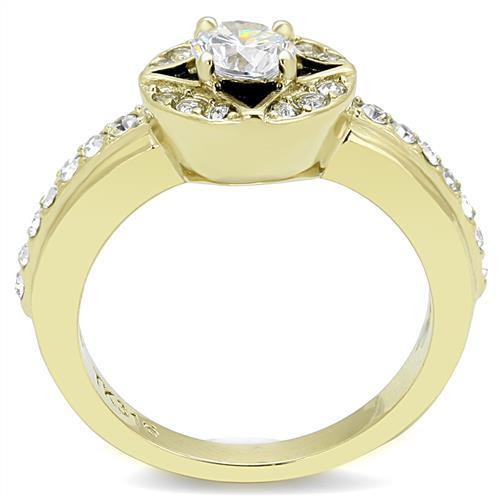 TK3034 - IP Gold(Ion Plating) Stainless Steel Ring with AAA Grade CZ  in Clear