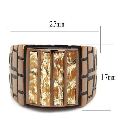 TK3077 - IP Coffee light Stainless Steel Ring with Leather  in Multi Color