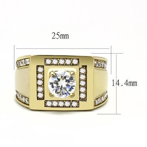 TK3079 - IP Gold(Ion Plating) Stainless Steel Ring with AAA Grade CZ  in Clear