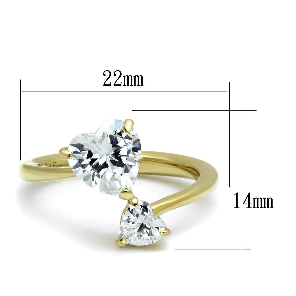 TK3093 - IP Gold(Ion Plating) Stainless Steel Ring with AAA Grade CZ  in Clear