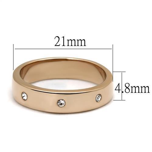 TK3107 - IP Rose Gold(Ion Plating) Stainless Steel Ring with Top Grade Crystal  in Clear