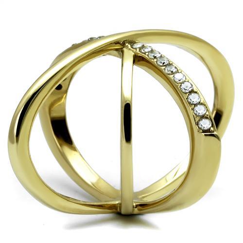 TK3109 - IP Gold(Ion Plating) Stainless Steel Ring with AAA Grade CZ  in Clear