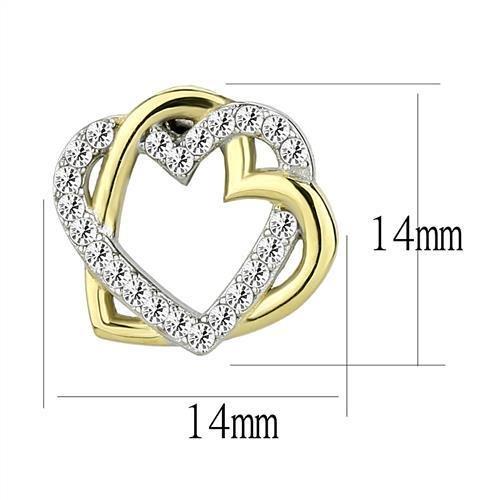 TK3153 - Two-Tone IP Gold (Ion Plating) Stainless Steel Earrings with AAA Grade CZ in Clear