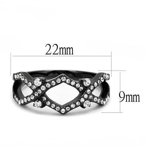 TK3165 - IP Black(Ion Plating) Stainless Steel Ring with AAA Grade CZ  in Clear