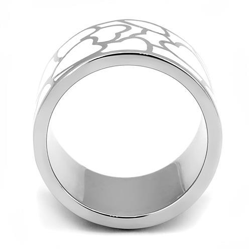 TK3172 - High polished (no plating) Stainless Steel Ring with Epoxy  in White