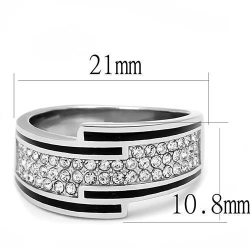 TK3174 - High polished (no plating) Stainless Steel Ring with Top Grade Crystal  in Clear