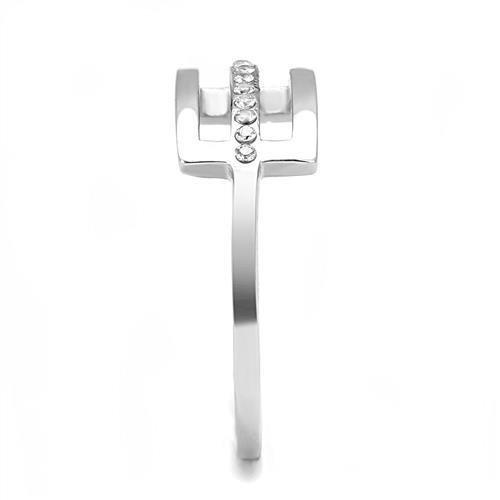 TK3177 - High polished (no plating) Stainless Steel Ring with AAA Grade CZ  in Clear