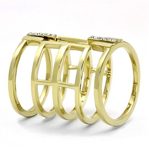 TK3198 - IP Gold(Ion Plating) Stainless Steel Ring with Top Grade Crystal  in Clear