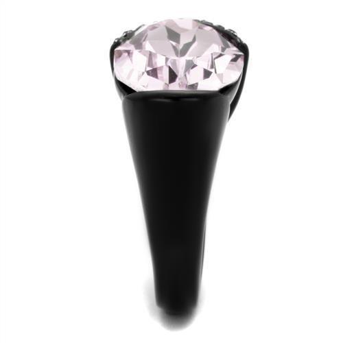 TK3213 - IP Black(Ion Plating) Stainless Steel Ring with Top Grade Crystal  in Light Amethyst