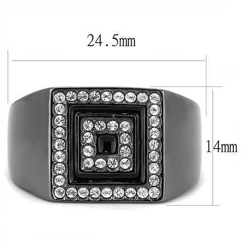 TK3220 - IP Light Black  (IP Gun) Stainless Steel Ring with Top Grade Crystal  in Clear