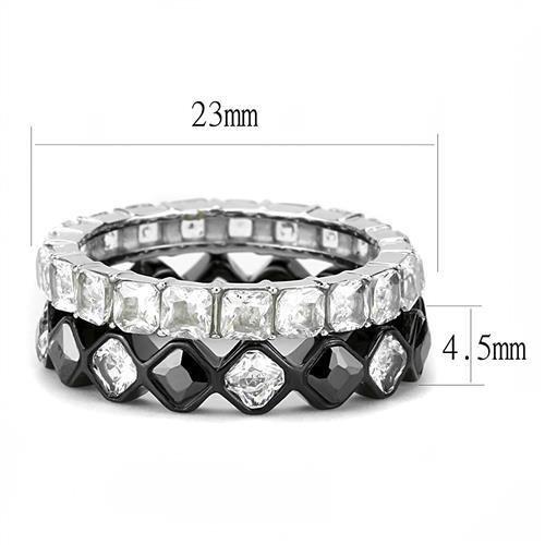 TK3231 - Two-Tone IP Black (Ion Plating) Stainless Steel Ring with AAA Grade CZ  in Black Diamond