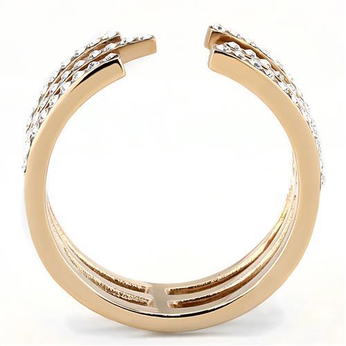 TK3236 - IP Rose Gold(Ion Plating) Stainless Steel Ring with Top Grade Crystal  in Clear