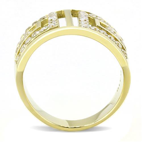 TK3238 - IP Gold(Ion Plating) Stainless Steel Ring with AAA Grade CZ  in Clear