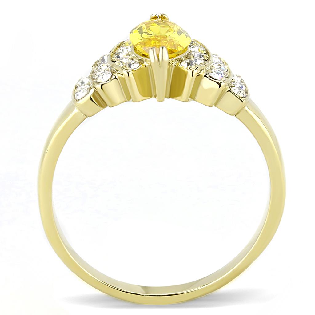 TK3239 - IP Gold(Ion Plating) Stainless Steel Ring with AAA Grade CZ  in Topaz