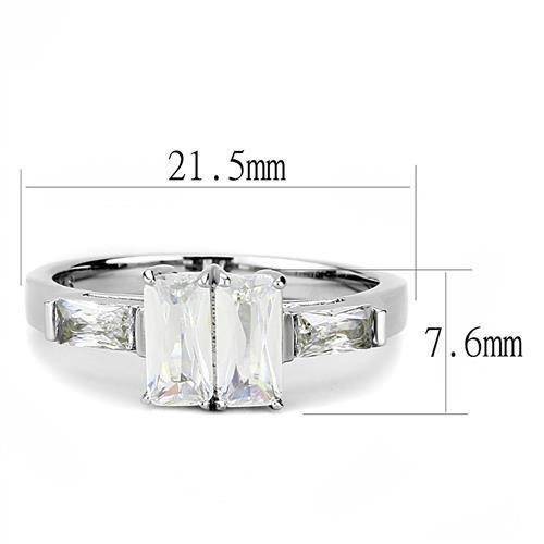 TK3244 - High polished (no plating) Stainless Steel Ring with AAA Grade CZ  in Clear