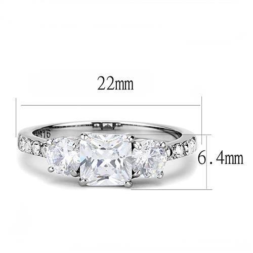 TK3246 - High polished (no plating) Stainless Steel Ring with AAA Grade CZ  in Clear