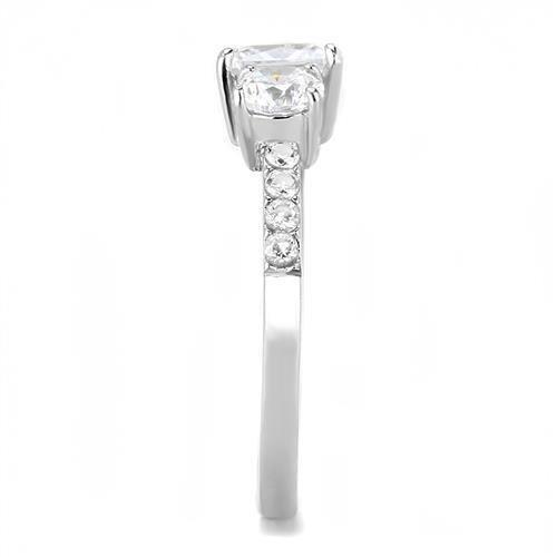 TK3246 - High polished (no plating) Stainless Steel Ring with AAA Grade CZ  in Clear