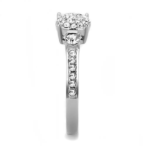 TK3248 High polished (no plating) Stainless Steel Ring with Top Grade Crystal in Clear