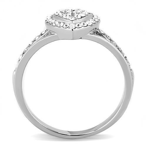 TK3249 - High polished (no plating) Stainless Steel Ring with Top Grade Crystal  in Clear