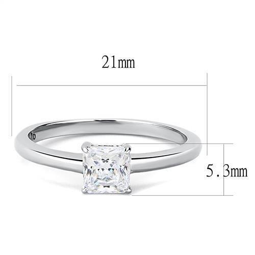 TK3250 - High polished (no plating) Stainless Steel Ring with AAA Grade CZ  in Clear