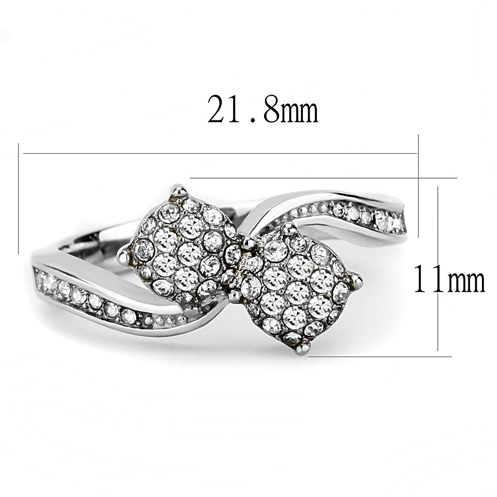 TK3255 - High polished (no plating) Stainless Steel Ring with Top Grade Crystal  in Clear