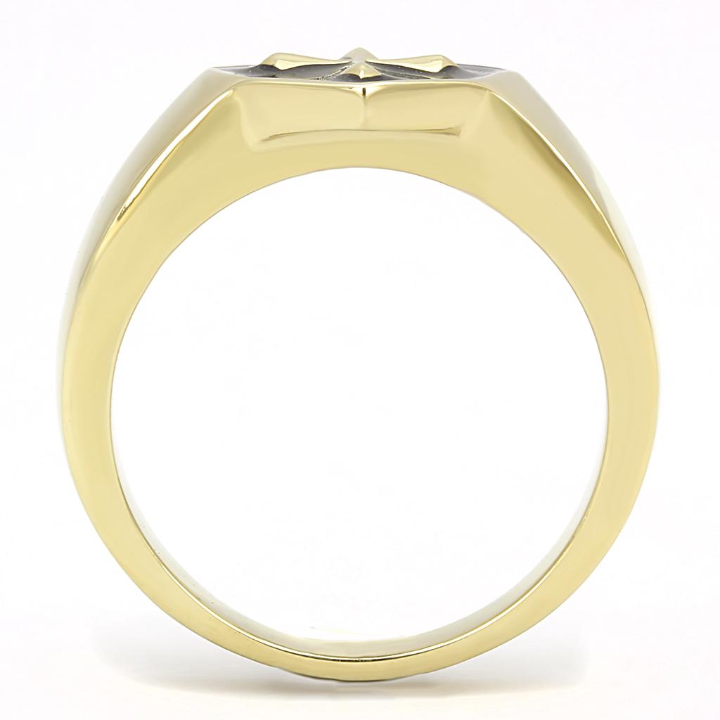 TK3268 - IP Gold(Ion Plating) Stainless Steel Ring with Epoxy  in Jet