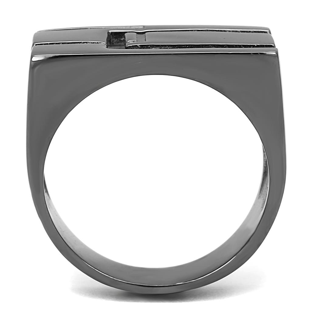 TK3272 - IP Light Black  (IP Gun) Stainless Steel Ring with No Stone