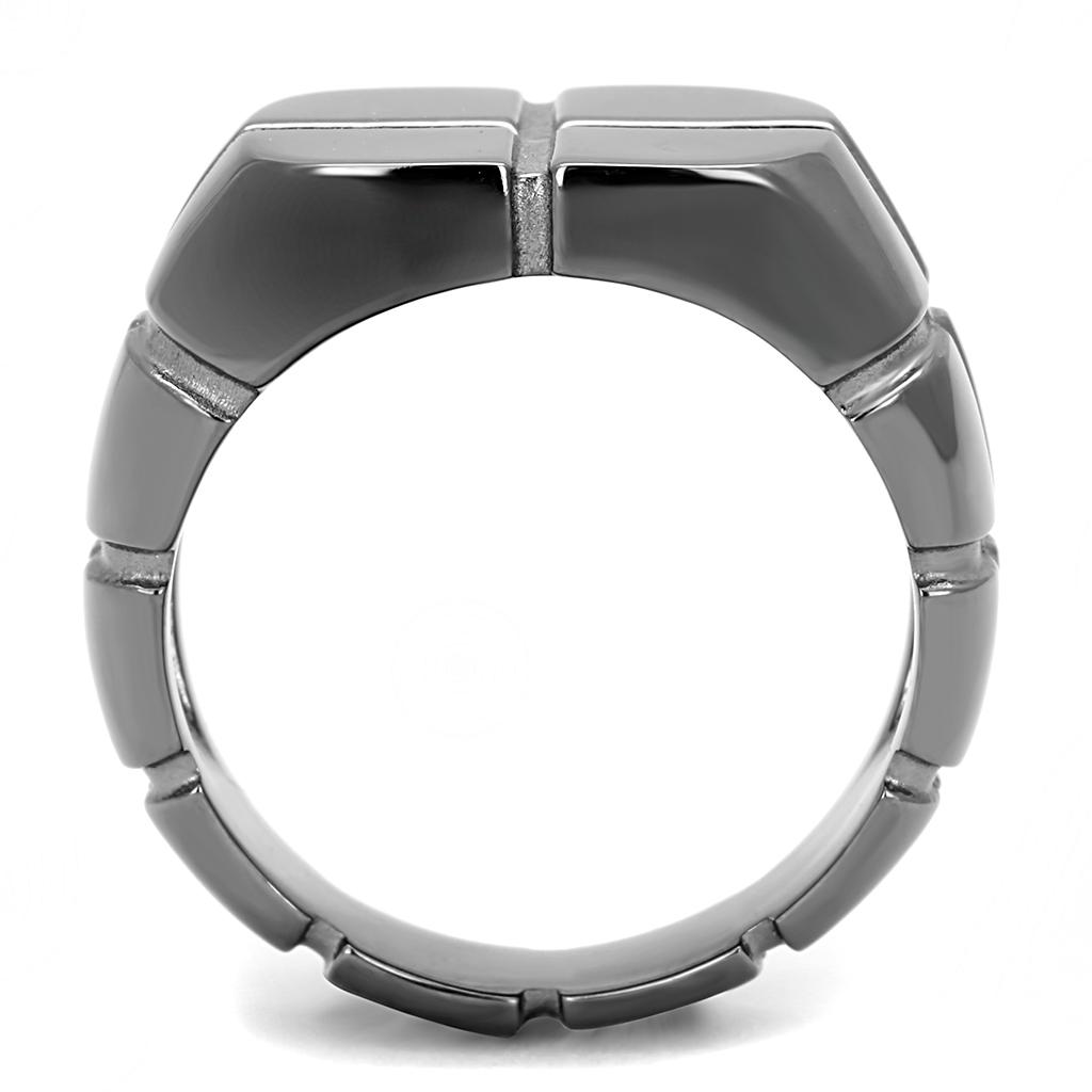 TK3273 - IP Light Black  (IP Gun) Stainless Steel Ring with No Stone