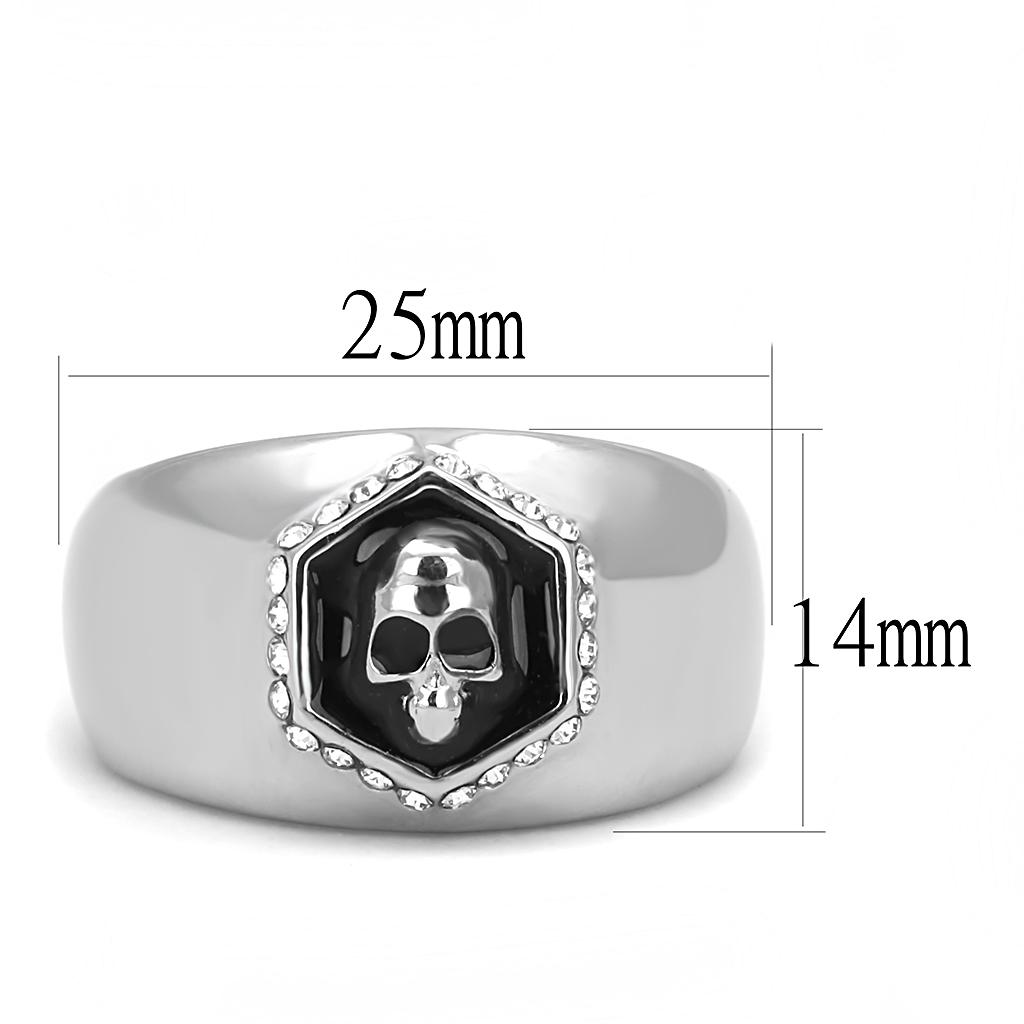 TK3277 - High polished (no plating) Stainless Steel Ring with Epoxy  in Jet