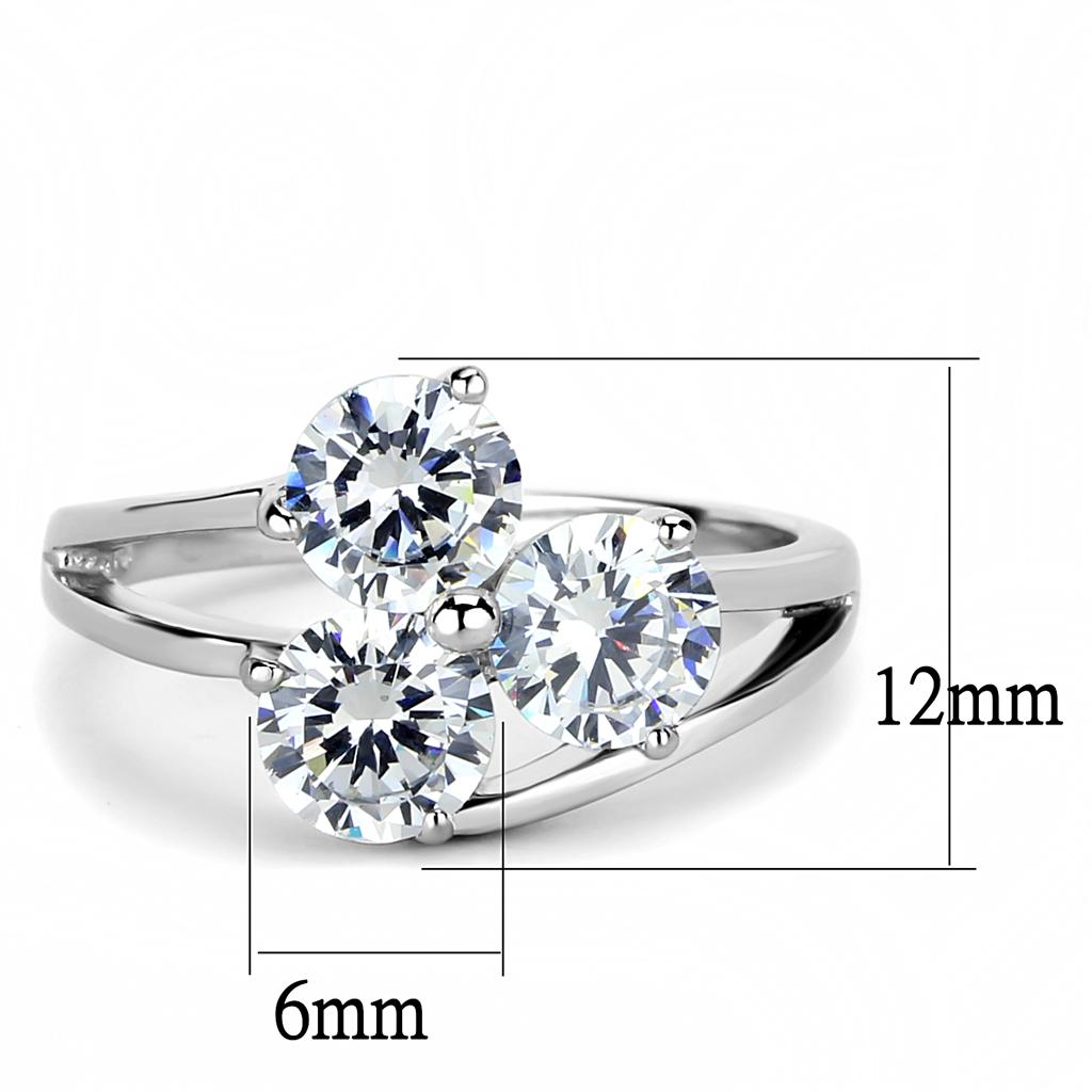 TK3430 - High polished (no plating) Stainless Steel Ring with AAA Grade CZ  in Clear